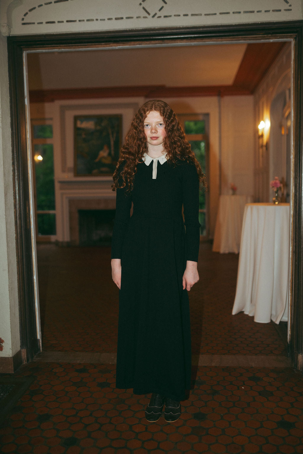 Black Knit Collar Maxi Teen