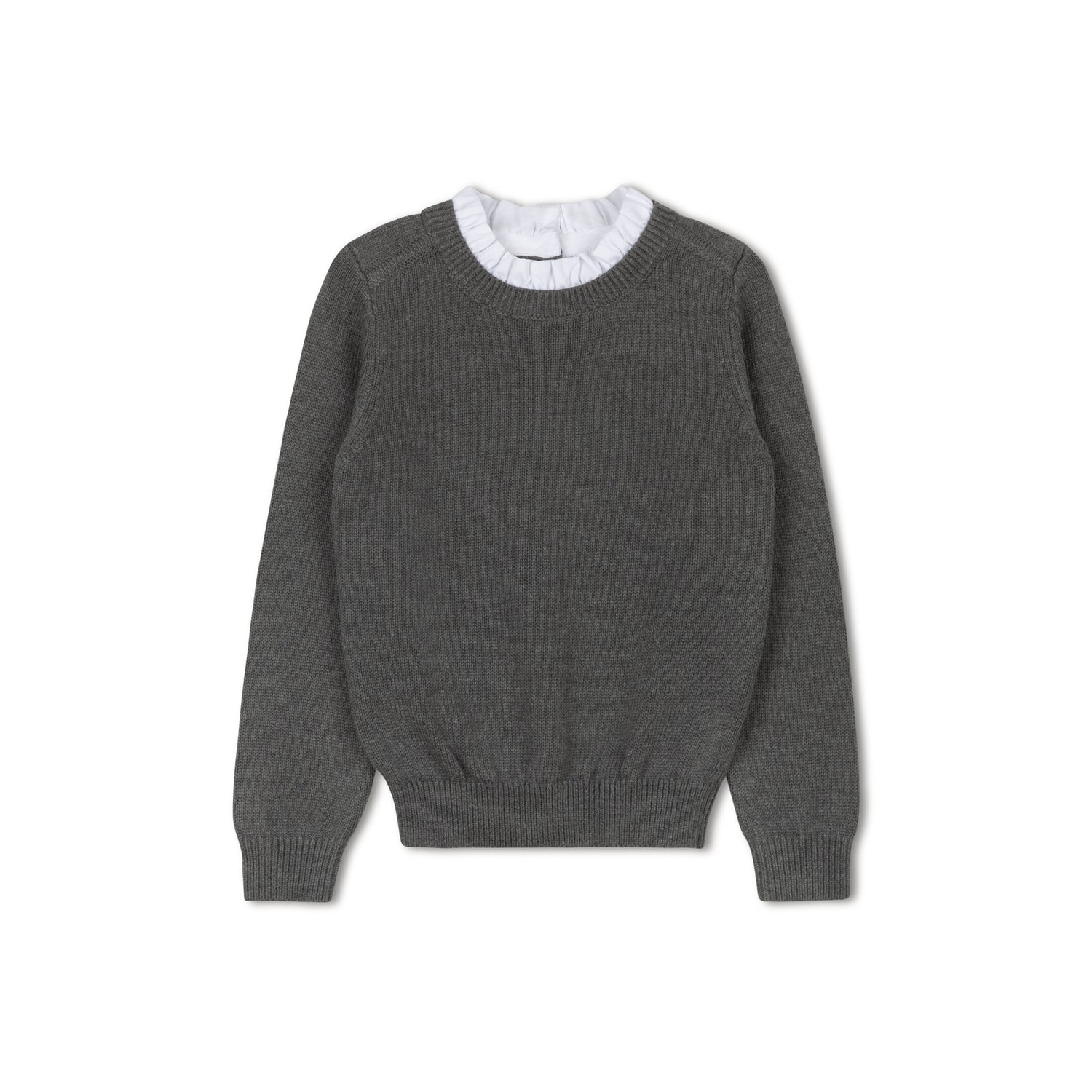 Ruffle Neck Grey Top
